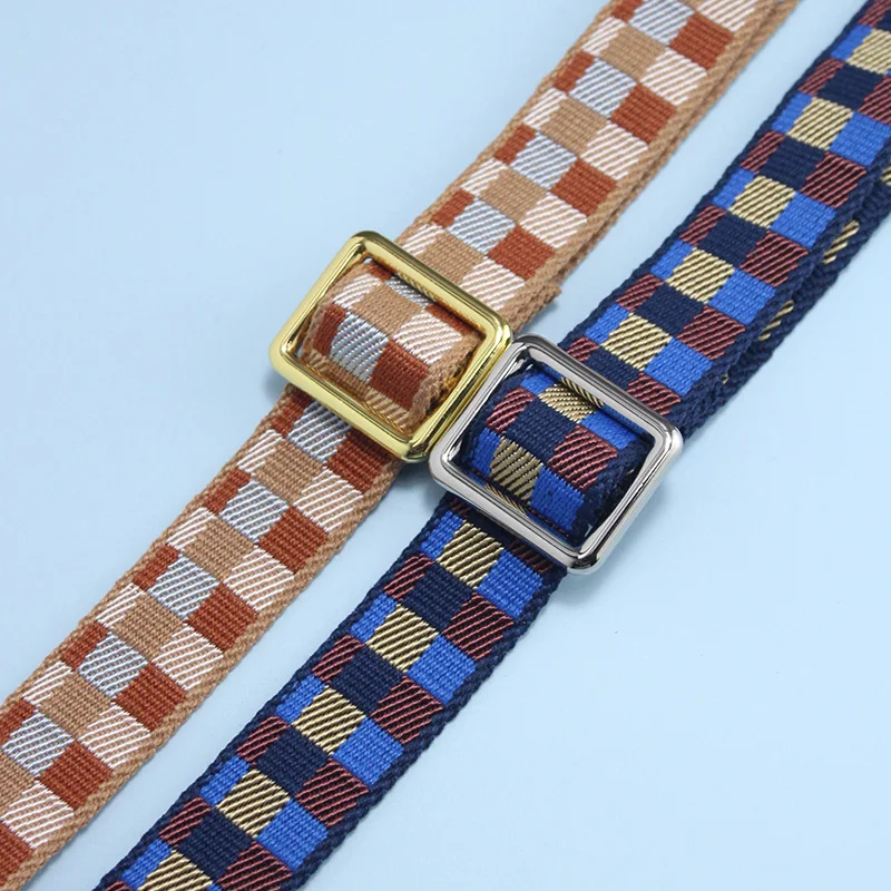 Tinberon Bag Strap for Crossbody Luxury Designer Square Grid Jacquard Shoulder Straps Belt Adjustable Wild Canvas Strap For Bags