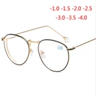 Женские очки для коррекции близорукости, круглые металлические очки с жемчужными дужками,-очки для коррекции зрения, по рецепту,-1,0,-1,5,-2,0,-2,5, To-6,0