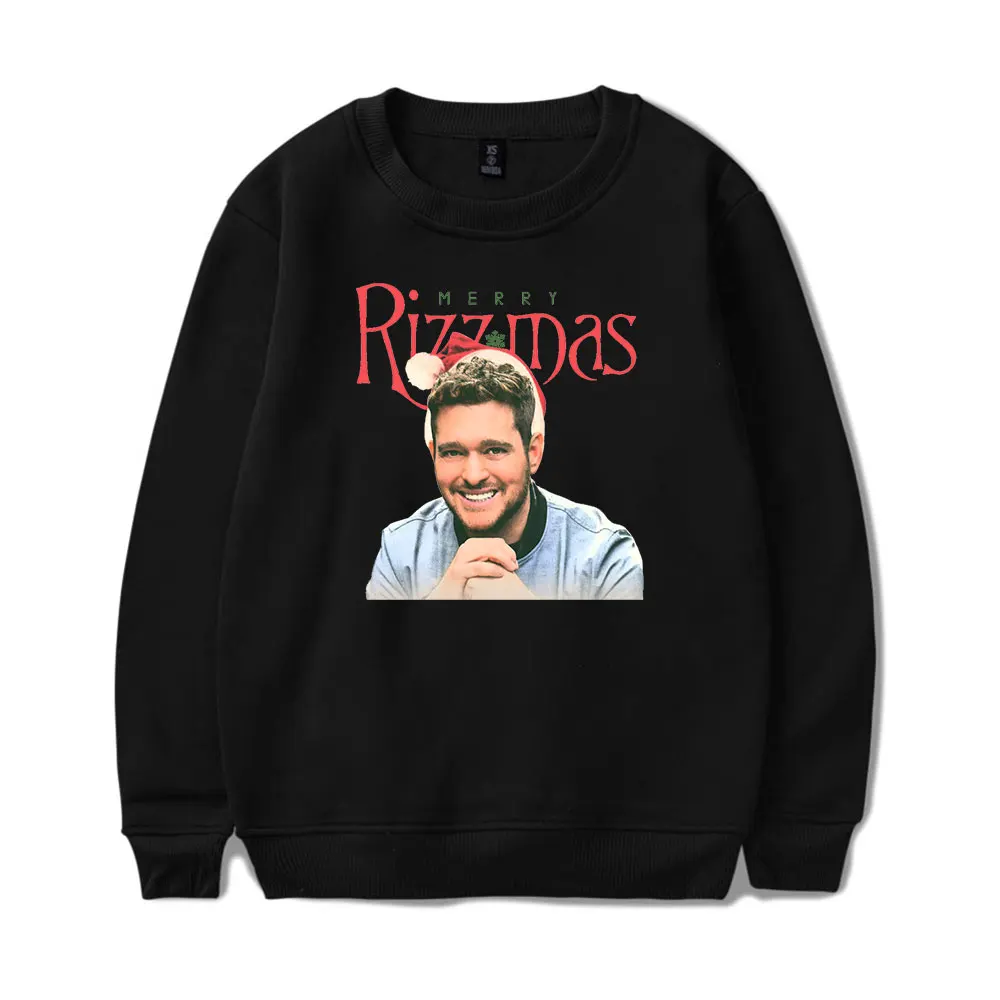 Майкл Бuble Merry Rizzmas с круглым вырезом унисекс уличная одежда длинными рукавами