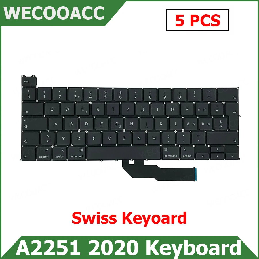 

5 pcs/lot New Laptop Replacement Keyboard For Macbook Pro Retina 13" A2251 Switzerland Swiss Keyboard 2020 EMC 3348