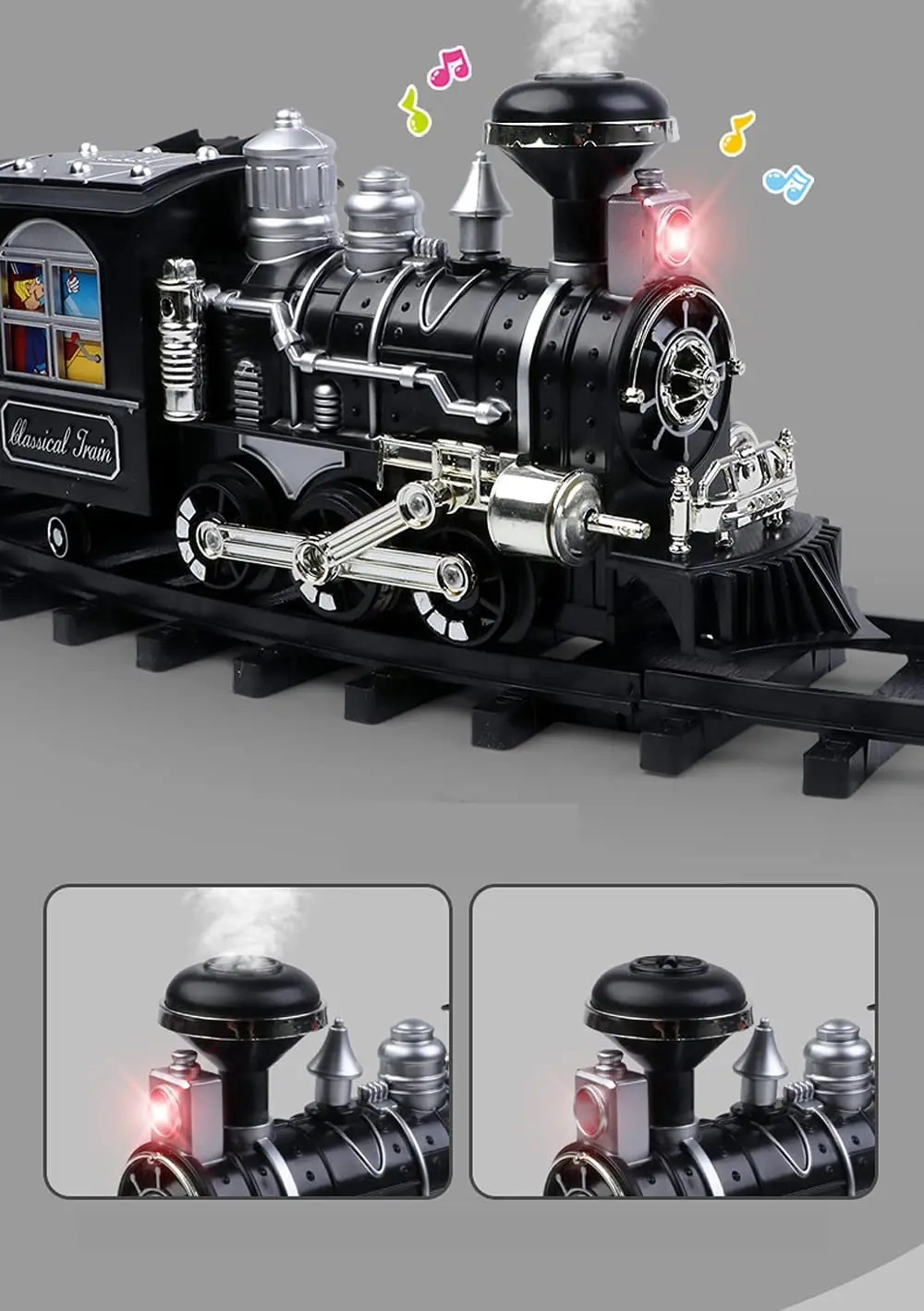 Classic Smoking Train Set Electric Children's Remote Control Train Track Retro Steam Train Model Toy Birthday Gift enlarge