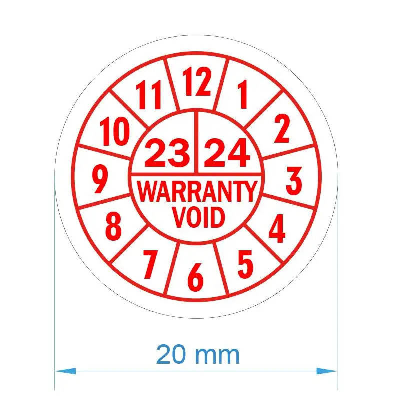 

Date Mark Warranty Void Sticker Brittle Paper Tamper Proof Label for Repair Guarantee V01