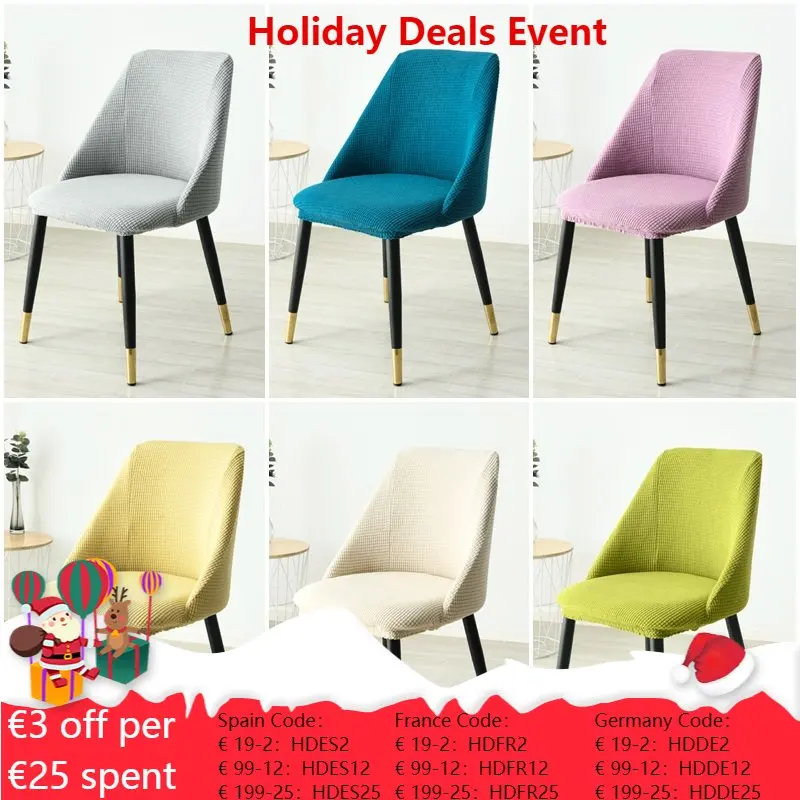 

Soft Polar Fleece Fabric Chair Cover Stretch Detachable Washable Back Chair Slipcover Nordic Seat Covers for Dining Room