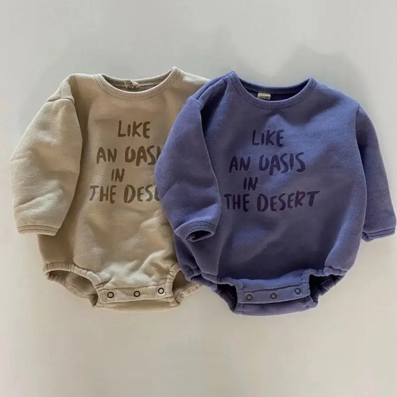 

MILANCEL New Autumn Baby Bodysuit Toddler Letter Print Loose Bodysuit One Piece
