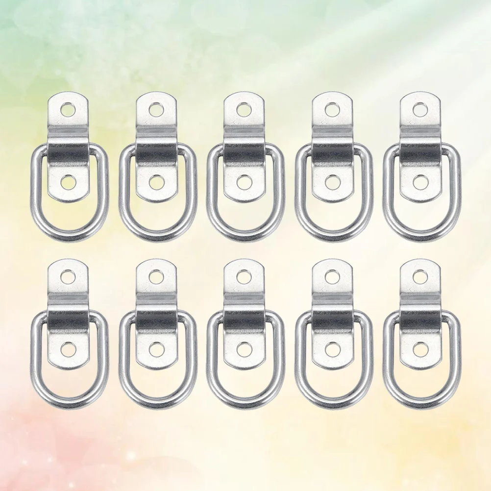 

10pcs Iron D Ring Tie Downs Cargo Trailer Anchors Points with Mounting Bracket (Silver)