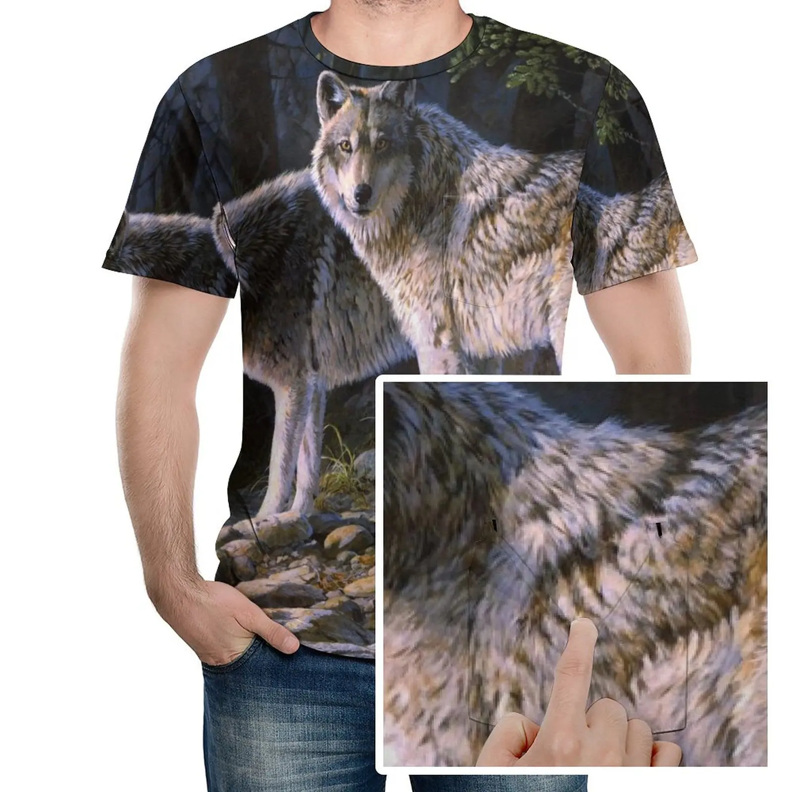 

Animal Wolf 1 Men's New Summer 3D Pink Tulip Flower T-shirt Casual 3D Printing T-shirt