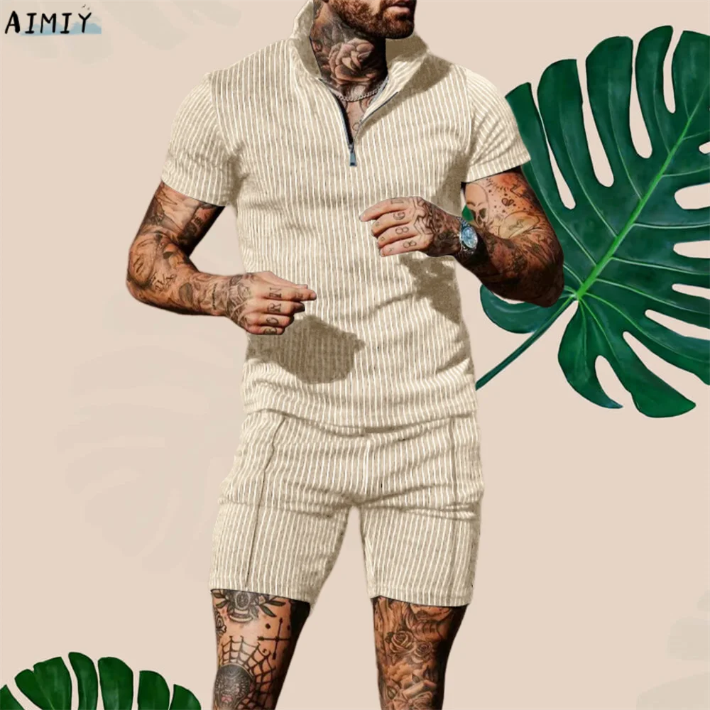 Men's Tracksuit Casual Summer Short Sleeve Polo Shirt and shorts Suit two-Piece Set Male Clothing Streetwear Clothes for Men