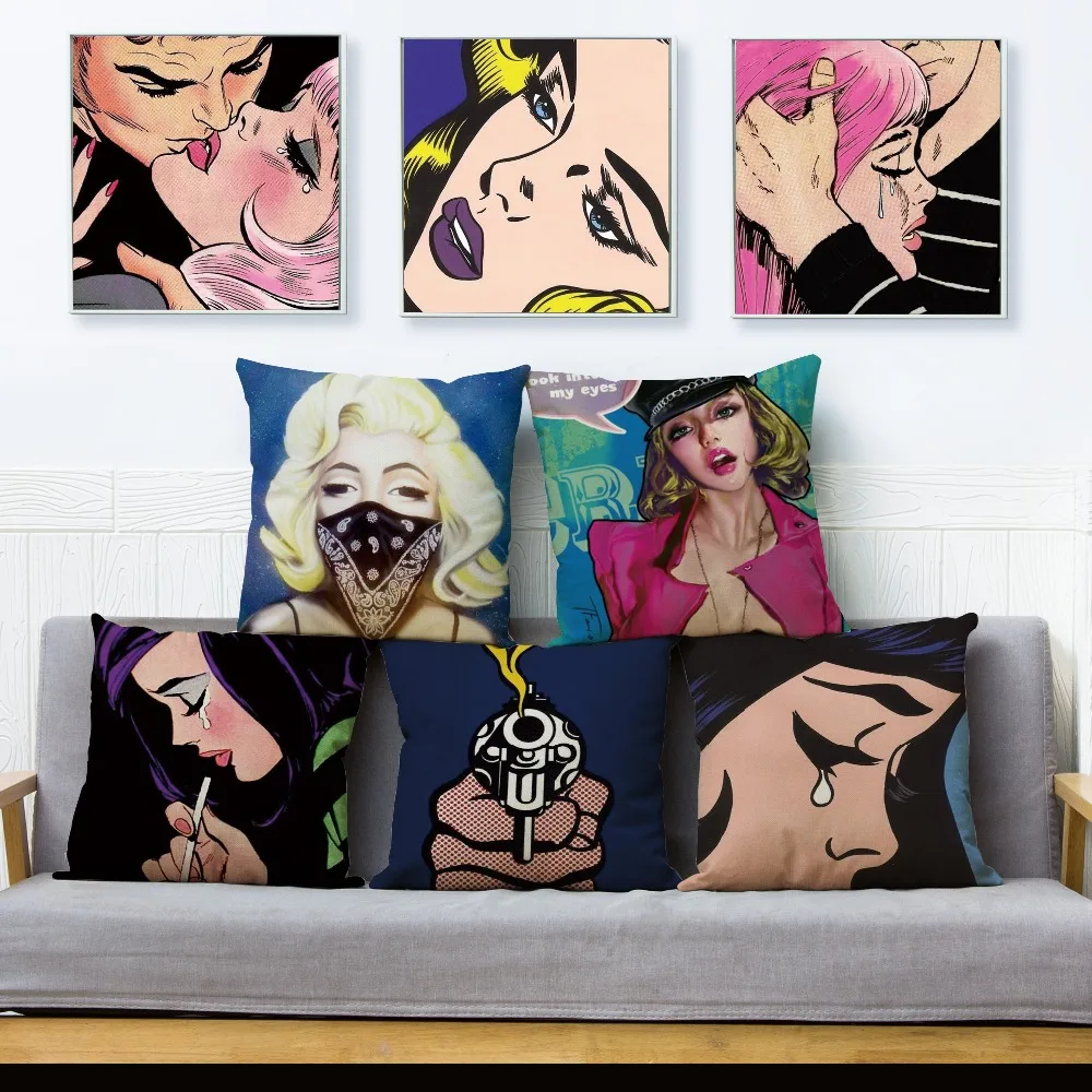 

Чехол для дивана в стиле поп-арт, с рисунком, 45*45 см