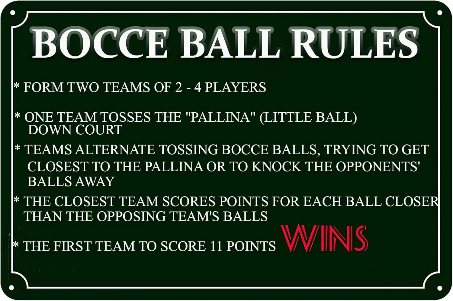 Bocce Bll Rules ntge Metl Tn Sgn Scorng Плакат Wll Decor Crossng Pntng Для Br Pub Ktchen Home Grge Mn Ce Shop