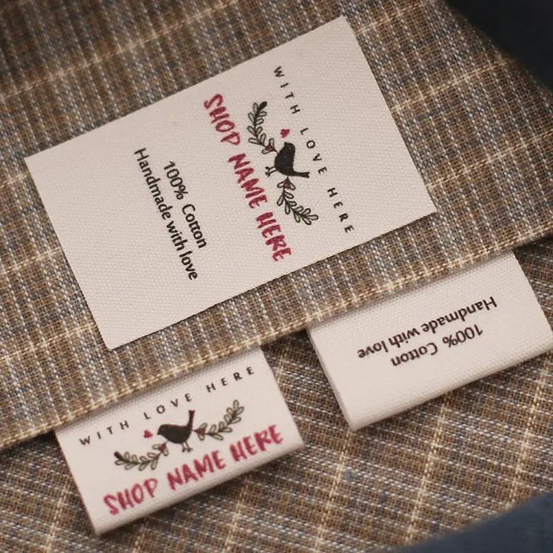 

30x50mm custom clothing label，personalized brand organic cotton webbing label logo or text handmade,sewing label ,brand logo