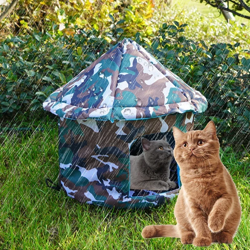 

Outdoor Waterproof Cats Dog Houses Foldable Warm Winter Tent Bed for Small Medium Pet Animal Enclosed Teepee Cat Dog Accessories