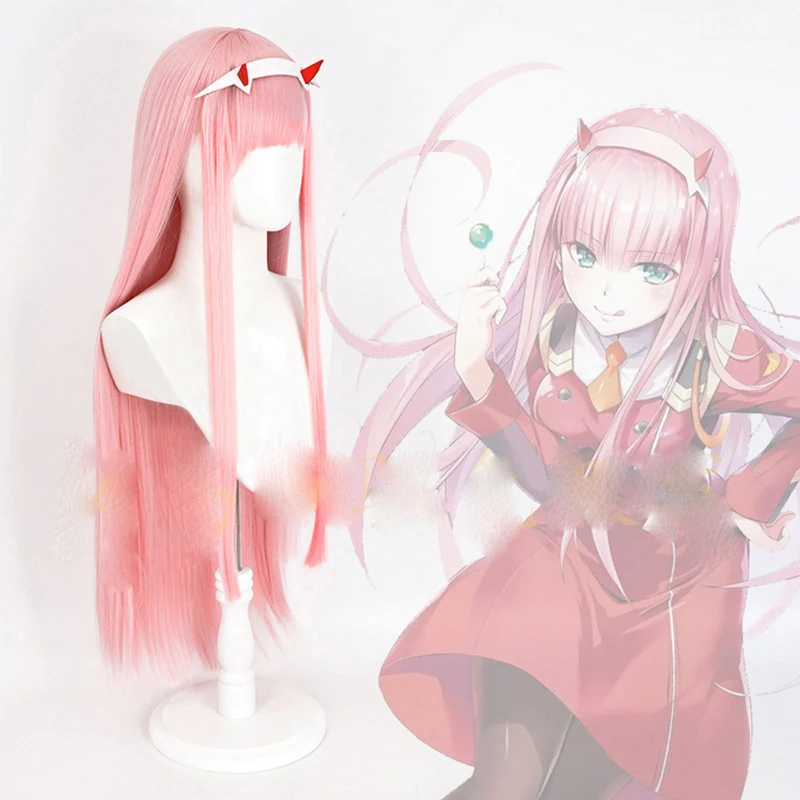 

ZERO TWO Pink Long Hair Wig Anime DARLING in the FRANXX 02 ZERO TWO Long Wig Cosplay Wig Role Play Pink Color Cos Wig Unisex