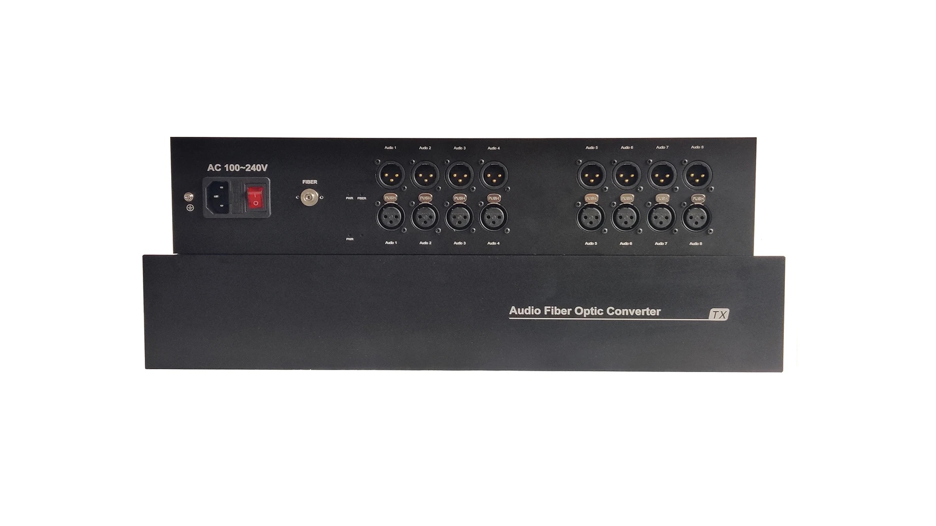 HL-8AA-XLR-T/R 8 channel bidi xlr balanced audio over fiber converter
