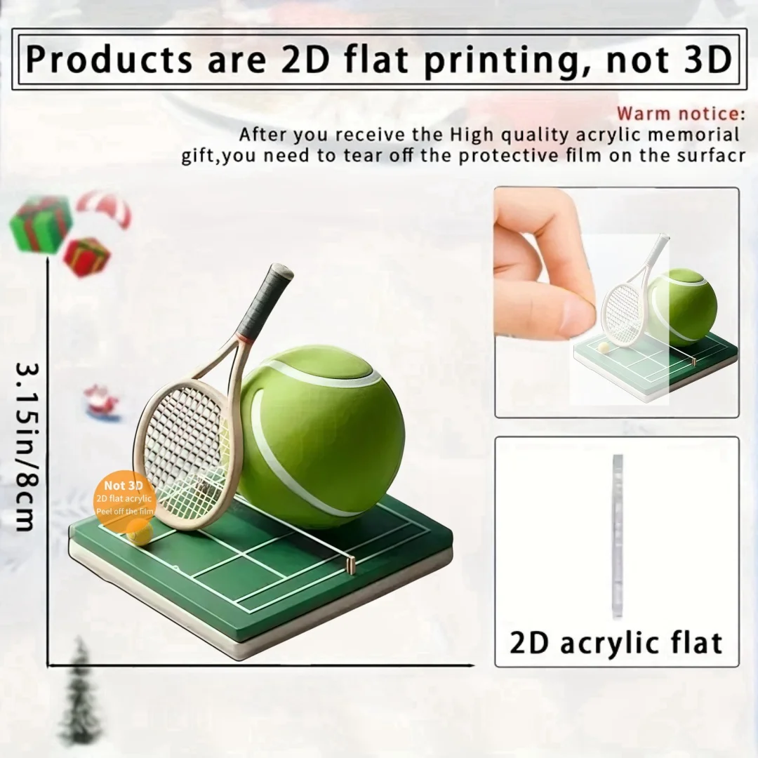 

Теннисный корт и ракетка, подвесной брелок, спортивная тематика, 2D плоский акриловый орнамент, подвески, подвесное украшение для автомобильной сумки, праздничный подарок