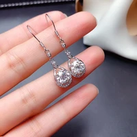 attractive shiny moisanite dangling earrings 925 sterling silver hook women new year gift sparkling jewelry