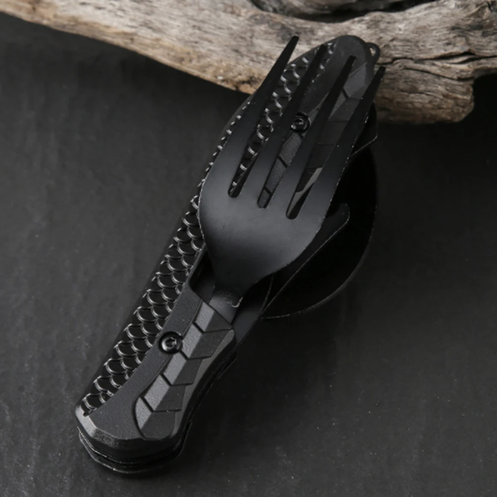 WSKEJI 4 в 1 складная посуда из нержавеющей стали ложка вилка нож открывалка для