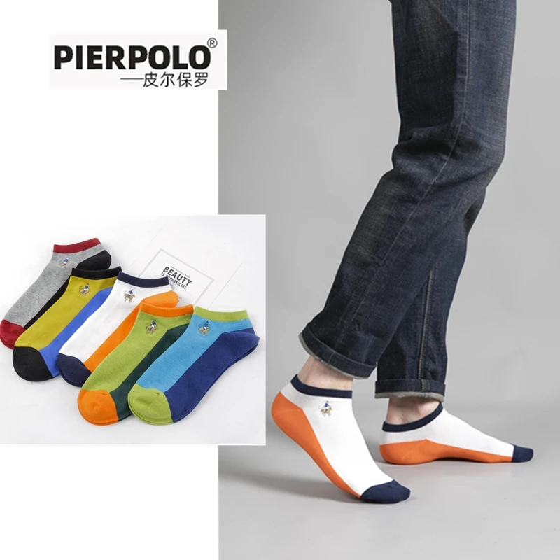 Deodorant ship socks men's latest fashion casual socks color embroidery anti slip genuine boys' favorite gift pure cotton socks