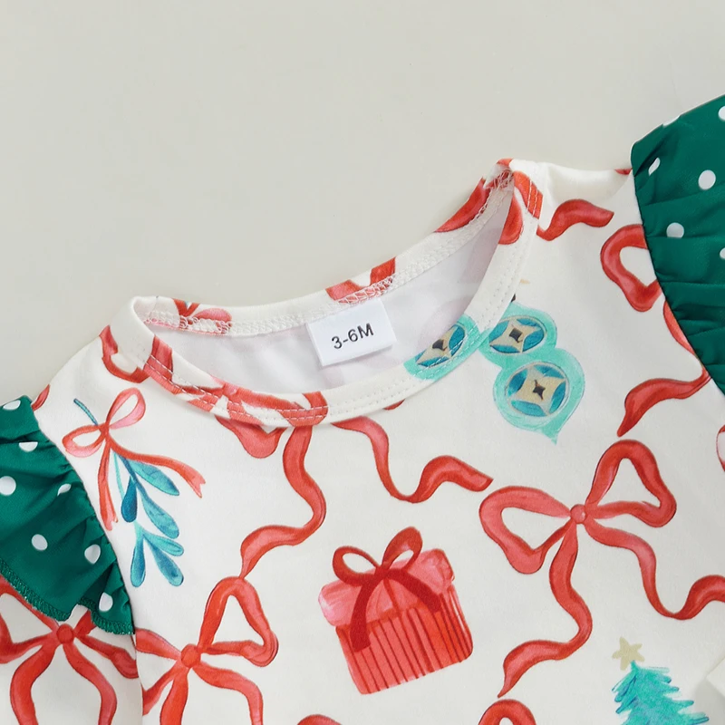 Рождественский комплект для маленьких девочек с бантом комбинезон капюшоном и