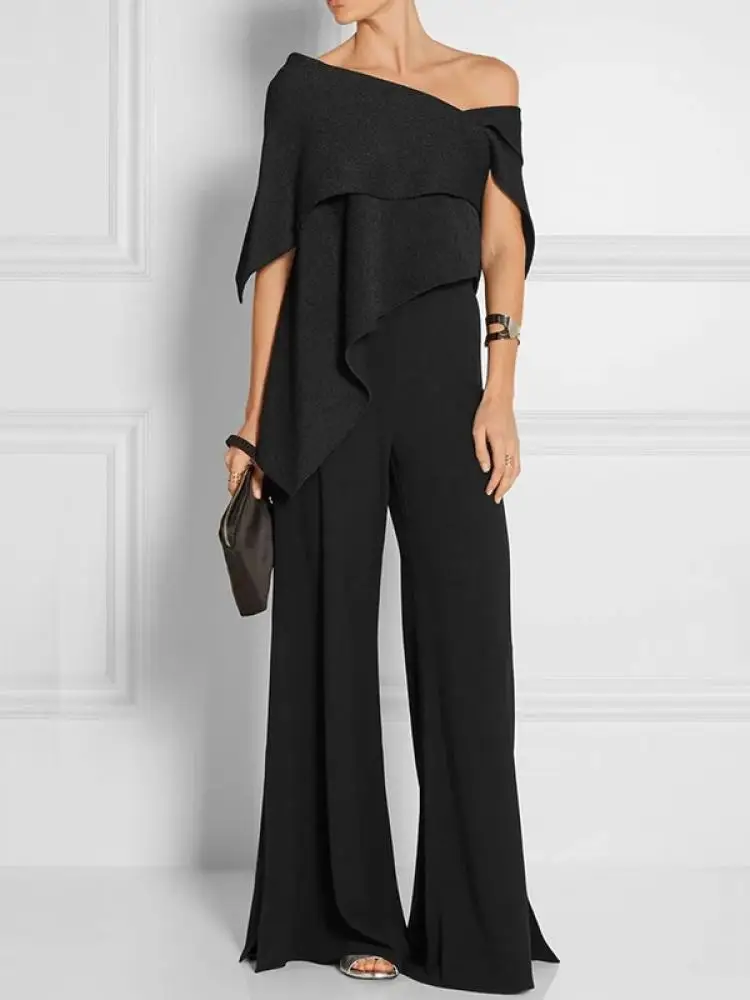 Женская Асимметричная блузка Bonboho однотонная черная с открытыми плечами и