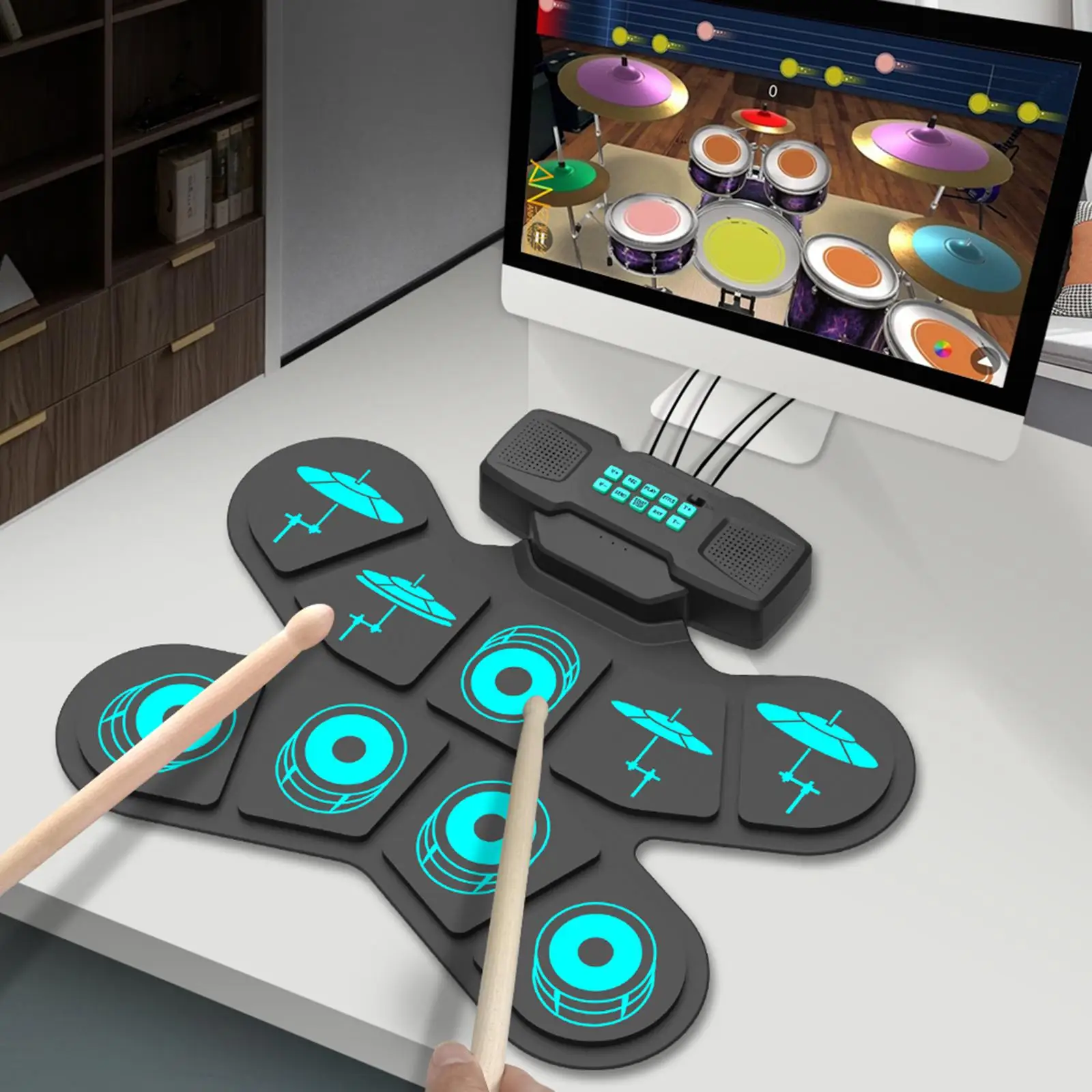 

Электронные барабанные панели, перкуссионные панели с барабанными палочками, Подарочный барабанный набор для взрослых