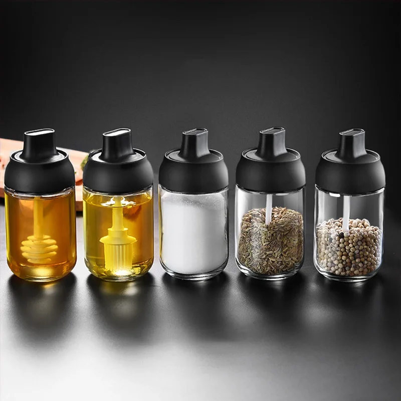 

Moisture proof seasoning bottle cap spoon integrated sealed glass honey pot oil brush pot monosodium glutamate seasoning bottle