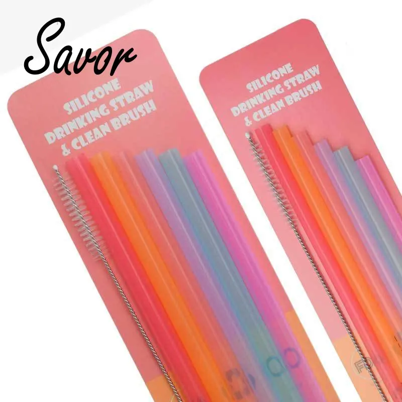 

7pcs/set Creative Seamless Portable Flexible Transparent Silicone Straws Reusable Food Grade Beverage Juice Drinking Milk Straw