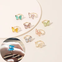 fashion crystal butterfly rings for women adjustable temperament ring party jewelry for best friend birthday wedding gift