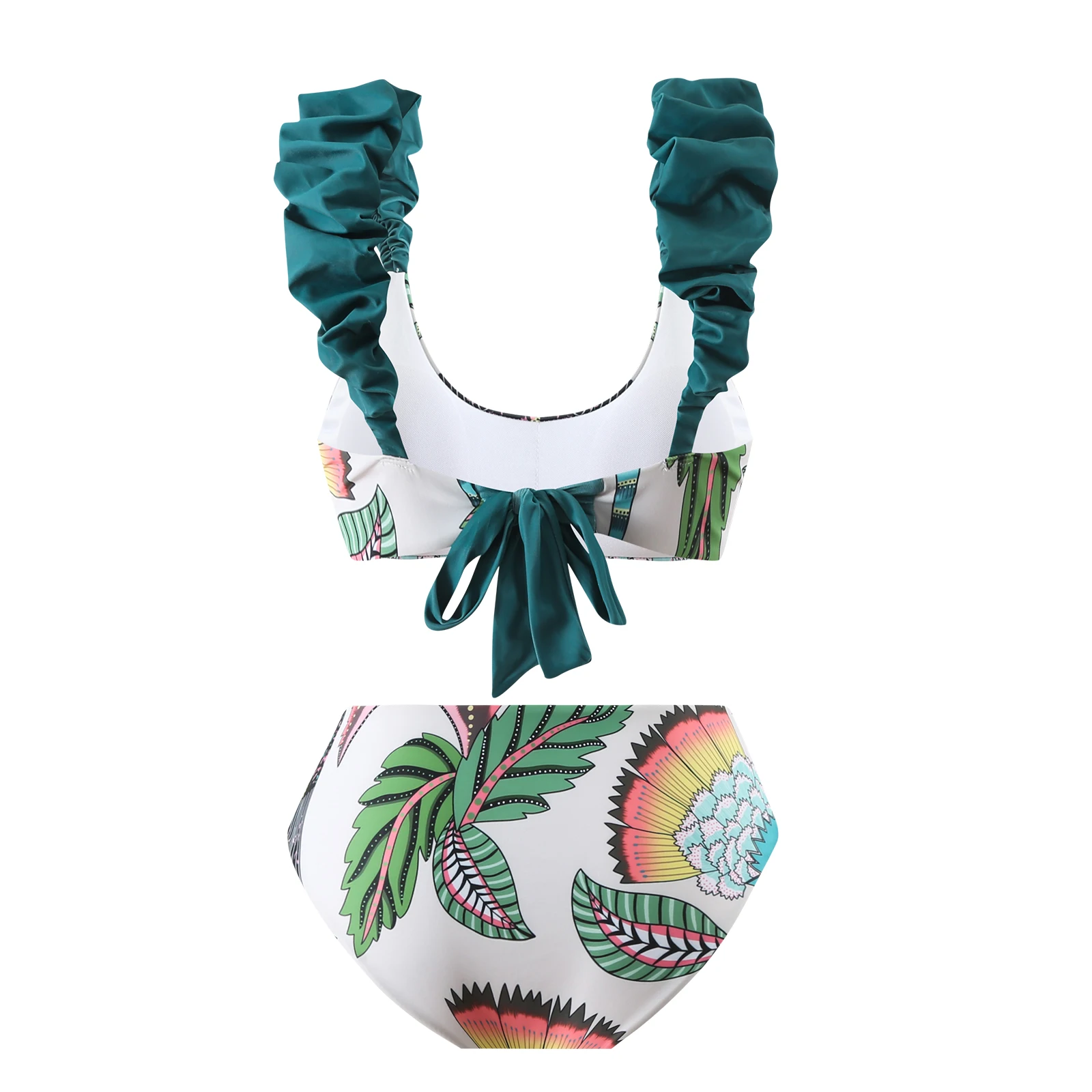 Женский раздельный купальник с рюшами и цветочным принтом в стиле бохо