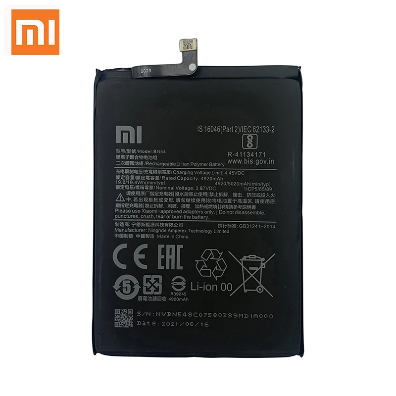 100 original xiao mi bn53 bn54 bn55 phone battery for xiaomi redmi note 9 pro 9s 10x 4g 5g replacement batteries bateria free global shipping