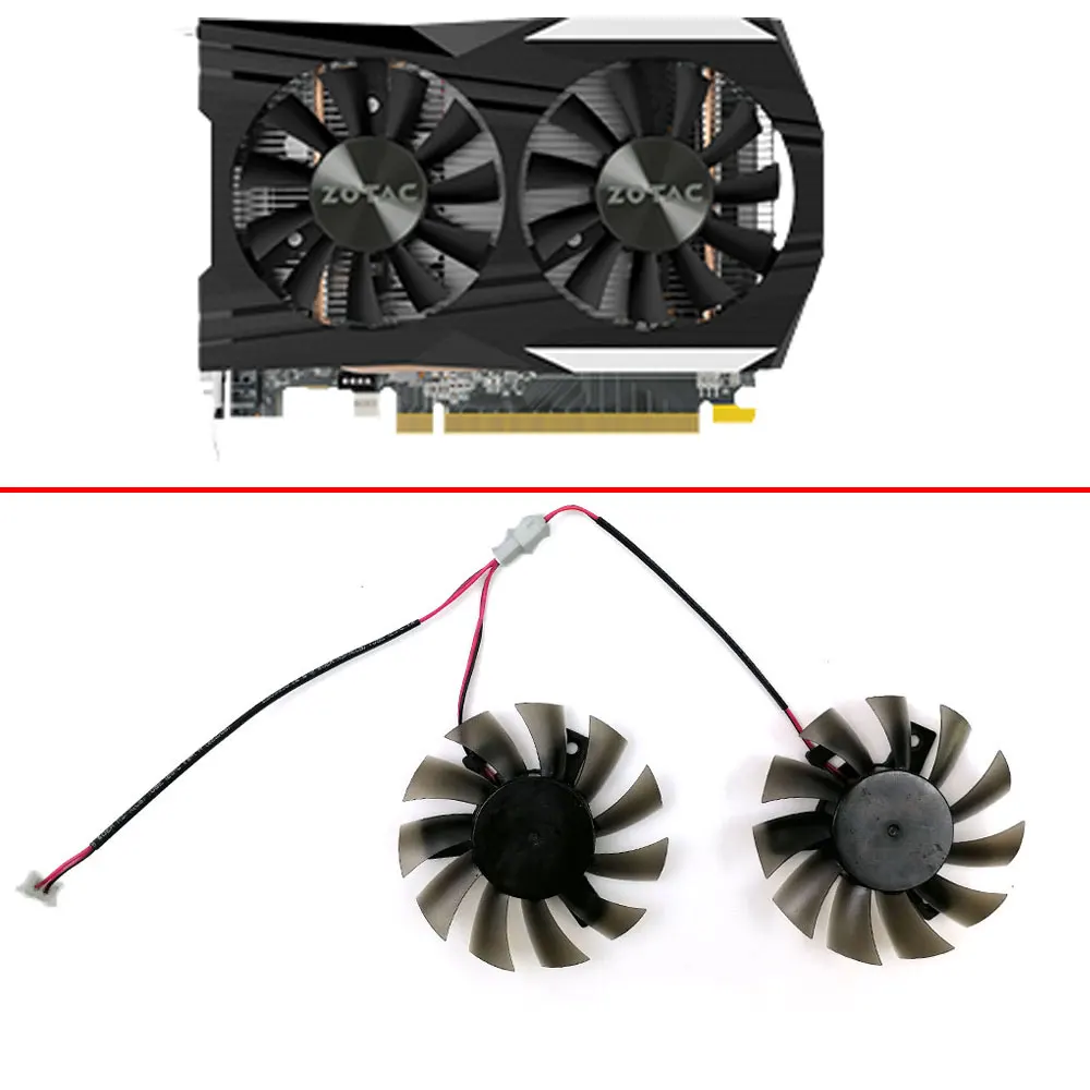 DIY 2pcs 65mm 2pin GA71S2H For ZOTAC GeForce GTX1050 GTX 1050 Ti OC 4GB GDDR5 GTX1660 1650 1660S GPU Graphics Card Cooling Fan