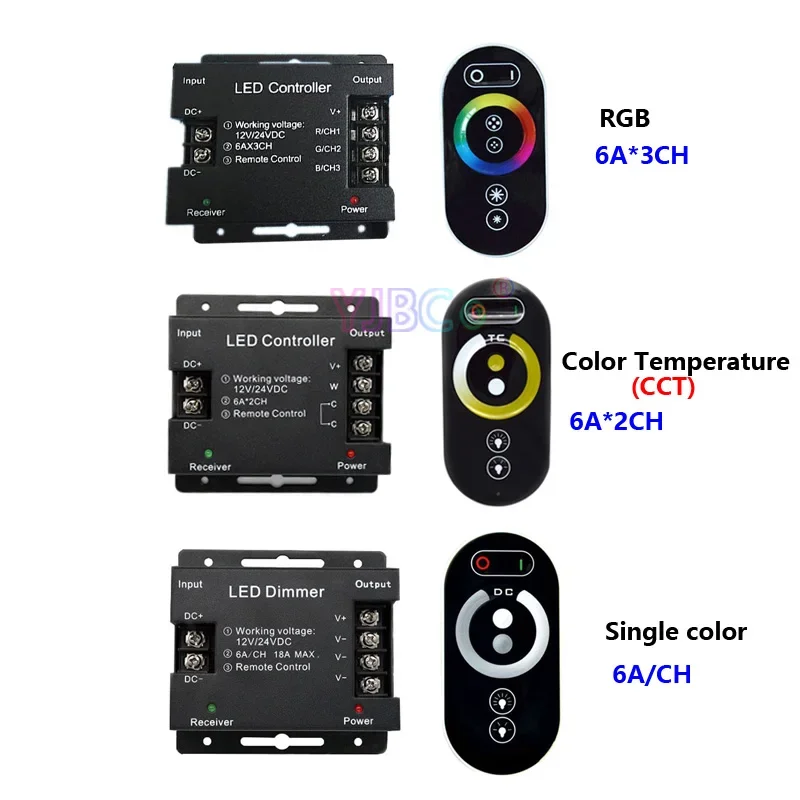 DC12V/24V одноцветный/CCT/RGB контроллер светодиодной ленты RFTouch дистанционный диммер