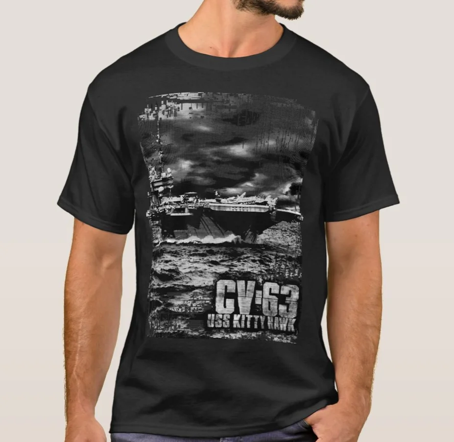 

USS CV-63 Kitty Hawk Aircraft Carrier T-Shirt. Summer Cotton Short Sleeve O-Neck Mens T Shirt New S-3XL