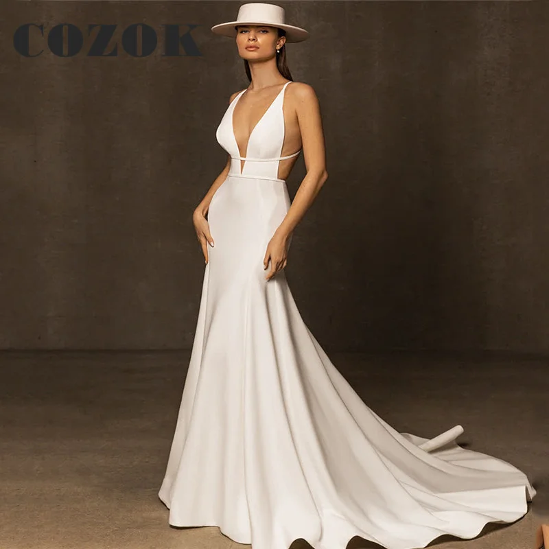 

Женское свадебное платье без рукавов It's yiiya, белое платье на тонких бретельках с открытой спиной и V-образным вырезом на лето 2023