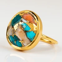 vintage womens jewelry boho irregular colorful pattern gemstone rings for women round gold rings wedding engagement rings