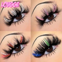 lovgge pop colored glitter mink hair lashes wholesale 25mm long dramatic luxury wispy fluffy false eyelashes free drop shipping