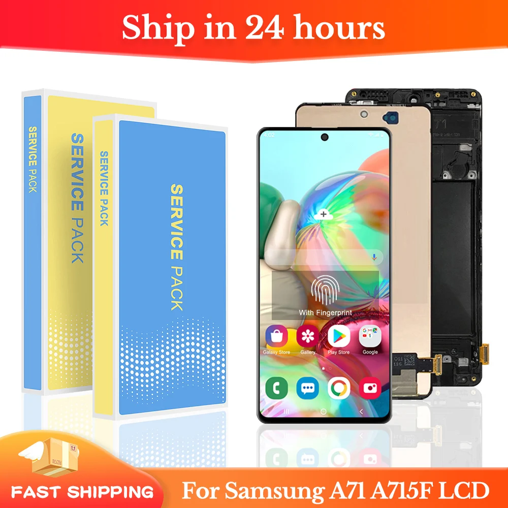 

100% Original A71 Display Screen with Frame, for Samsung Galaxy A71 A715 A715F Lcd Display Touch Screen Digitizer Assembly Panel