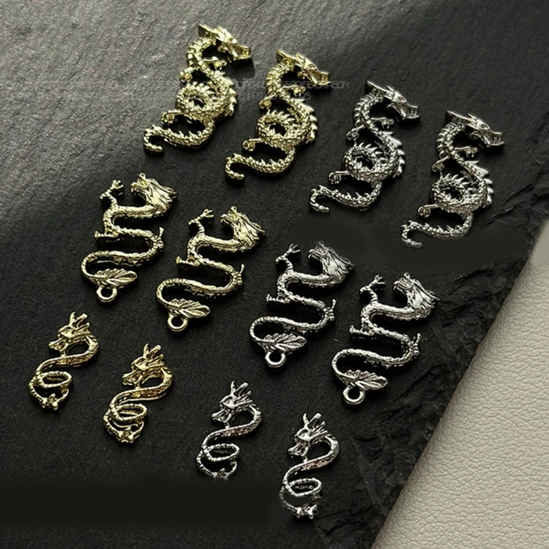 6 шт. металлические подвески в Форме Дракона Для Ногтей