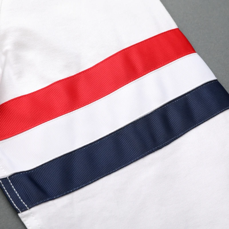 TB THOM Men's Shirt Clothing Solid White Top Fashion Brand RWB Bar Stripes Slim Casual Oxford Cotton Long Sleeve Women's Shirts