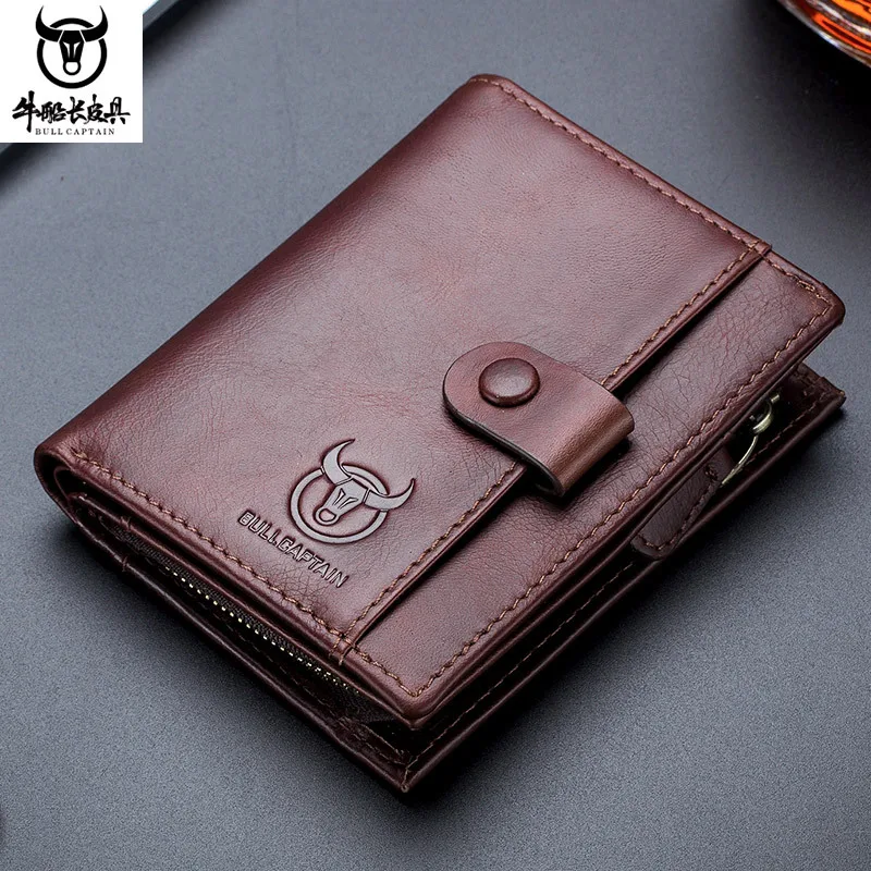 BULLCAPTAIN Captain Niu Men's Leather Wallet Short Vertical Multifunctional Detachable Belt Coin Clip Business Casual Coin Bag