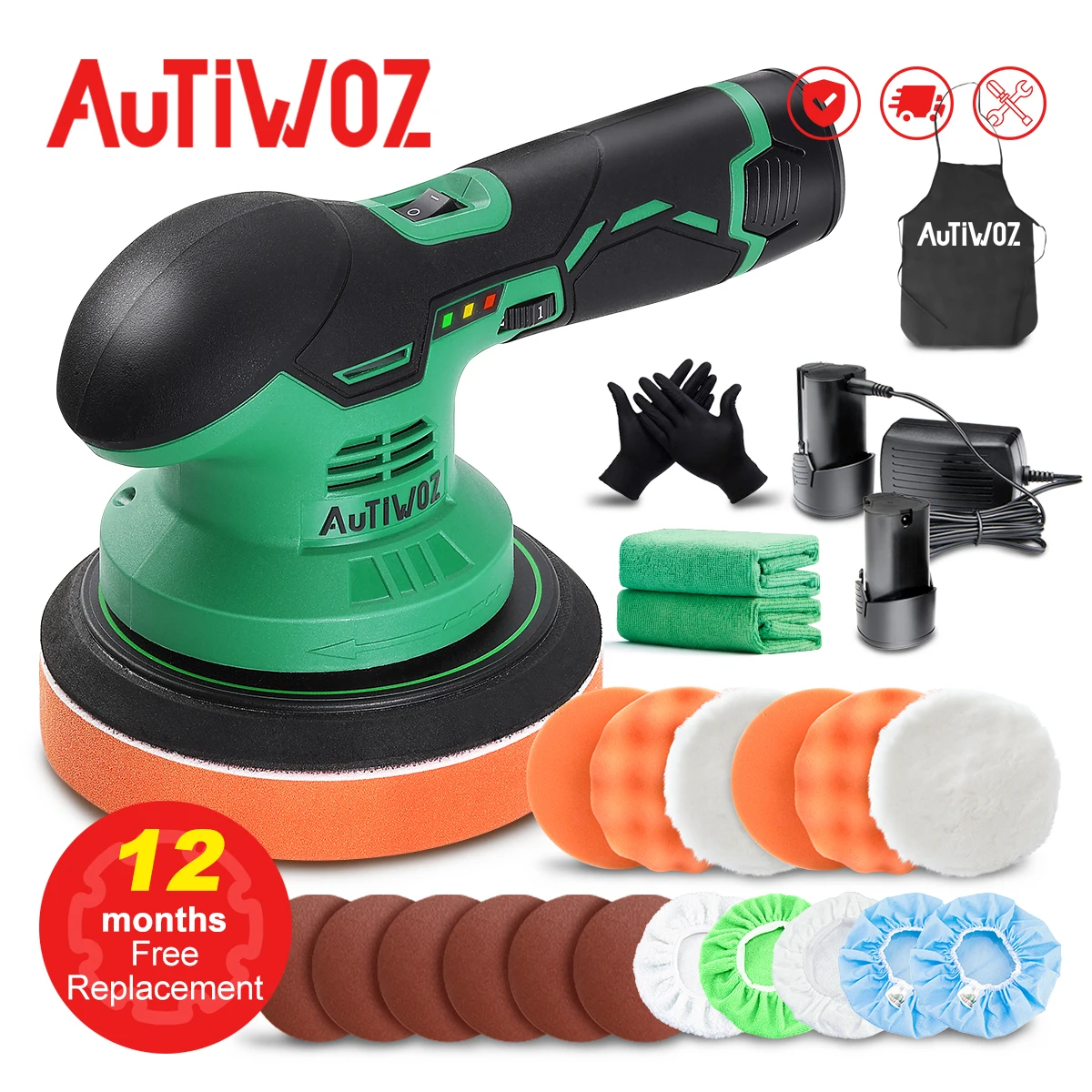 AUTIWOZ Cordless Car Polisher 12V Wireless Dual Action Car P