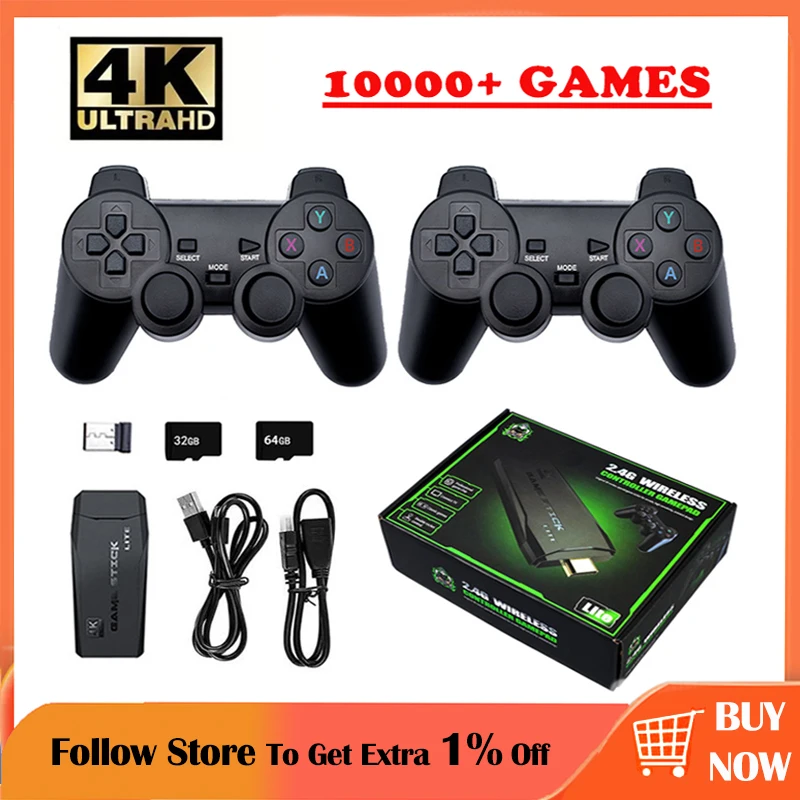 

M8 Video Game Console 2.4G Double Wireless Controller Retro 10000 Game Stick lite 4K TV Box Memory Card Gamepad for PS1/GBA/MD