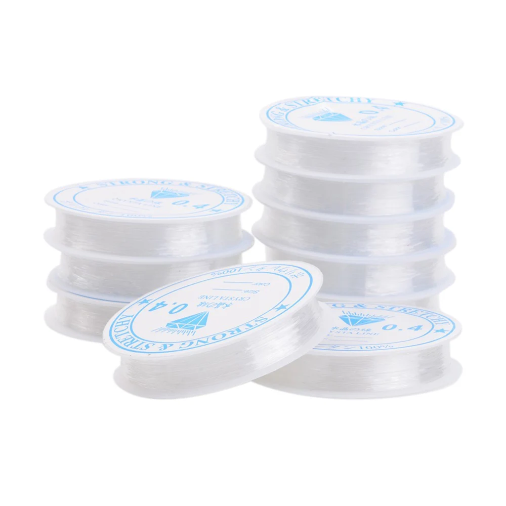 

10Rolls Clear Elastic Crystal Thread for Bracelets Jewelry Making DIY 0.4mm 0.5mm 0.6mm 0.7mm 0.8mm 1mm 10Rolls/lot