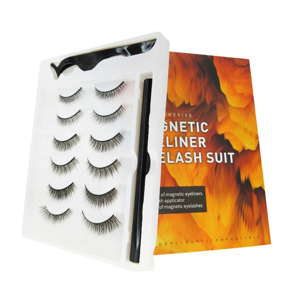 

6 пар накладных ресниц очаровательный инструмент для макияжа долговечный естественный вид подарок Магнитный Клей для ресниц бесплатно дом...