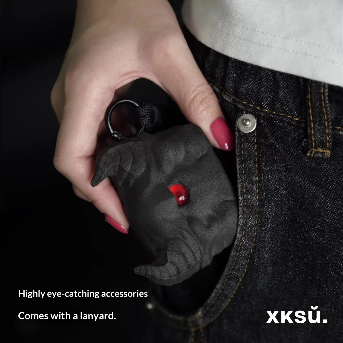 Фото Чехол для наушников XKSU Devil's Eye с геометрическим дизайном для AirPods 4, матовый, с текстурой, защитный чехол для наушников из высокопрочного нейлона, подарок №5