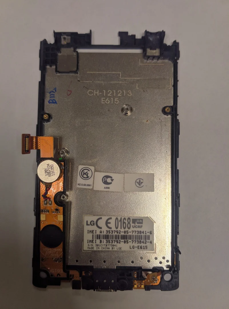 Нижний шлейф для LG Optimus L5 Dual/E615 в сборе со средней частью корпуса оригинал с