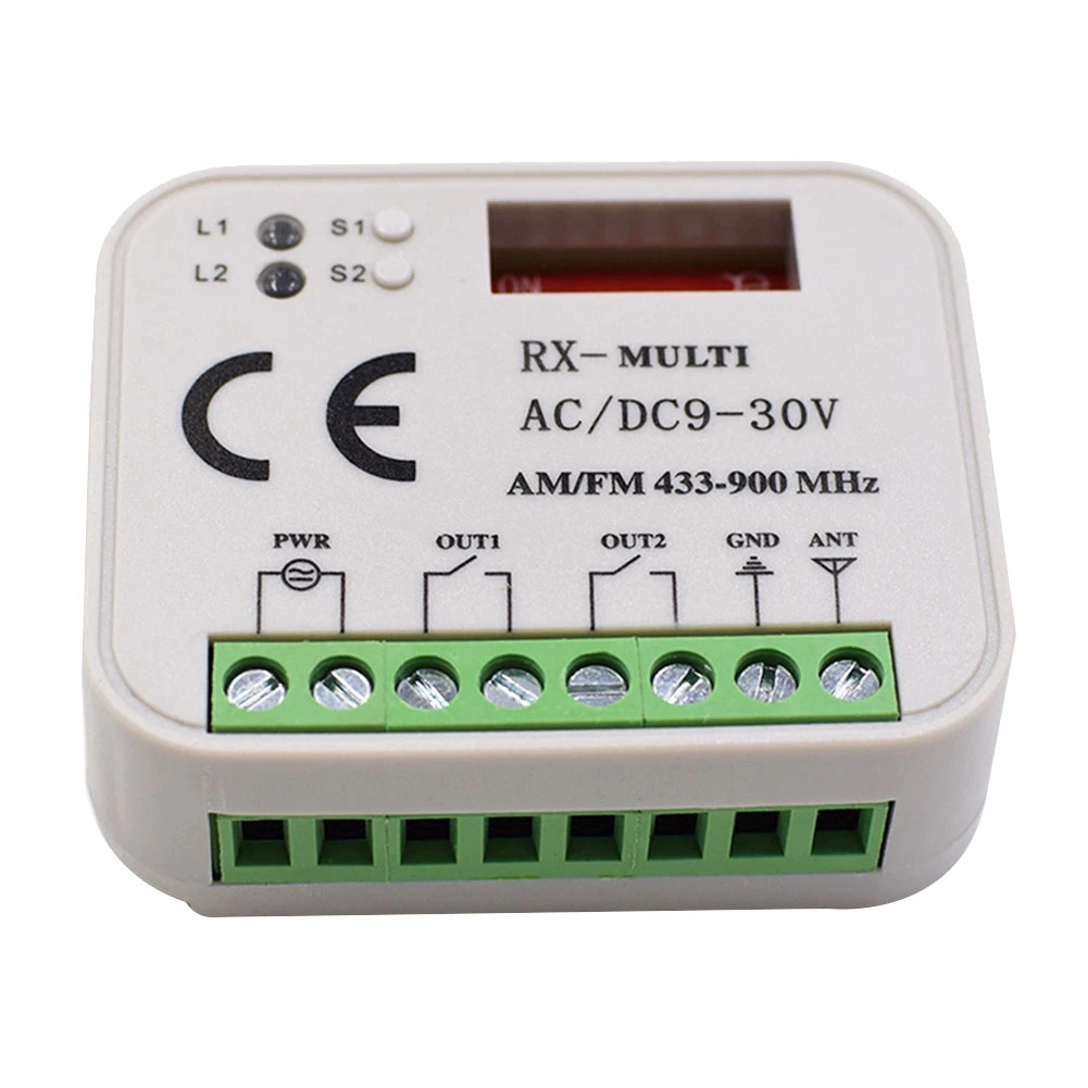 

Garage Door Remote Control Receiver 2Channel Controller Switch for 433 868 MHz Transmitter Multi Frequency 433-900MHZ