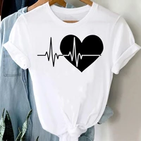 tee women top letter love heart 70 80 90s clothes lady casual short sleeve fashion summer tshirt regular female graphic t shirt