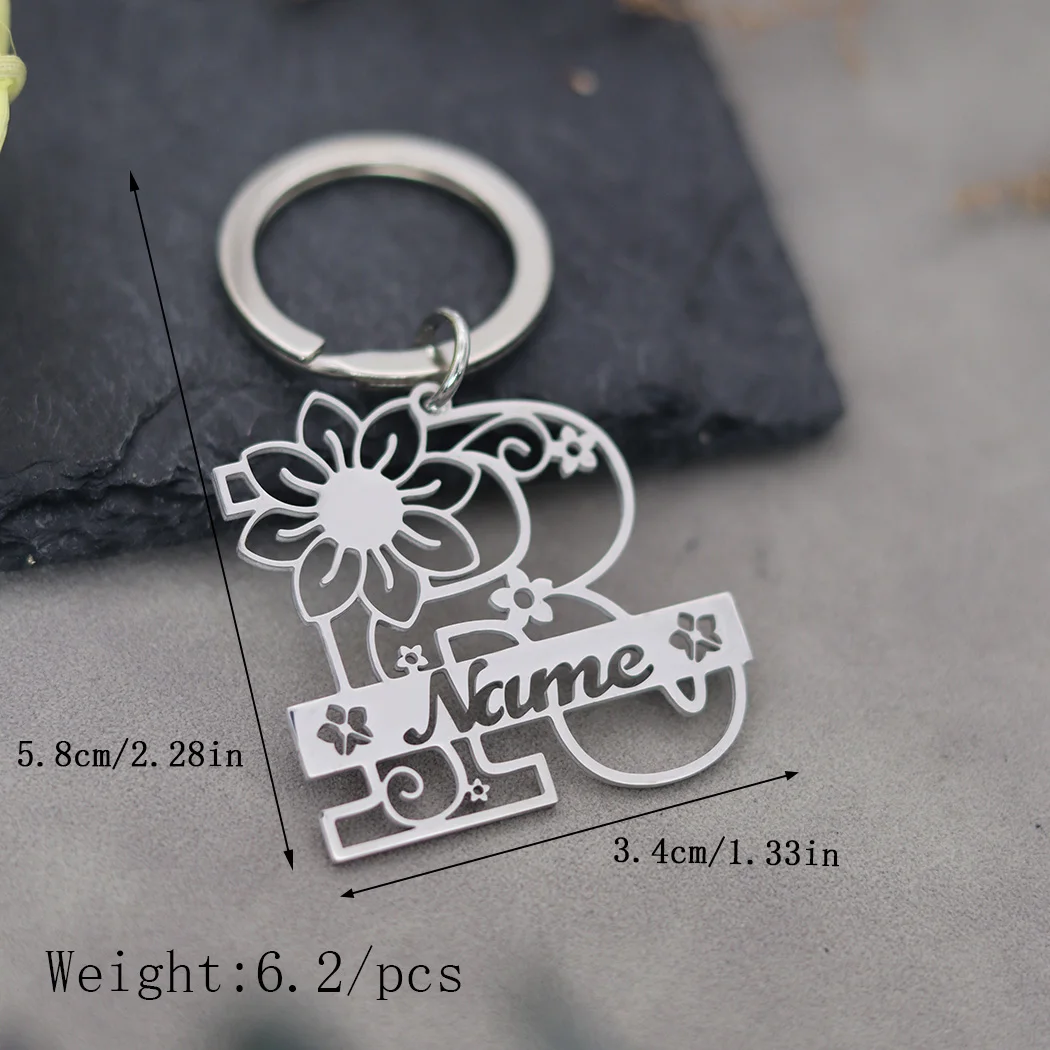 Брелок из нержавеющей стали с надписью и цветком для женщин мужчин