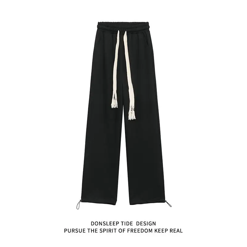 

2022 Tide Brand Strap Design Hip-hop Sweatpants Men and Women Loose Drawstring Leggings Straight Casual Long Pants Sweatpants