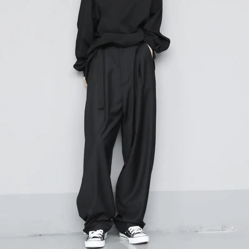 

Yamamoto Style Design Loose Large Size Pants Spring Black Wide-leg Drape Mopping Pants Men and Women Japanese Casual Trousers
